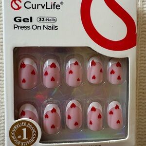 New Curvlife Pink Heart Gel Press-On Nails - 32 Pack